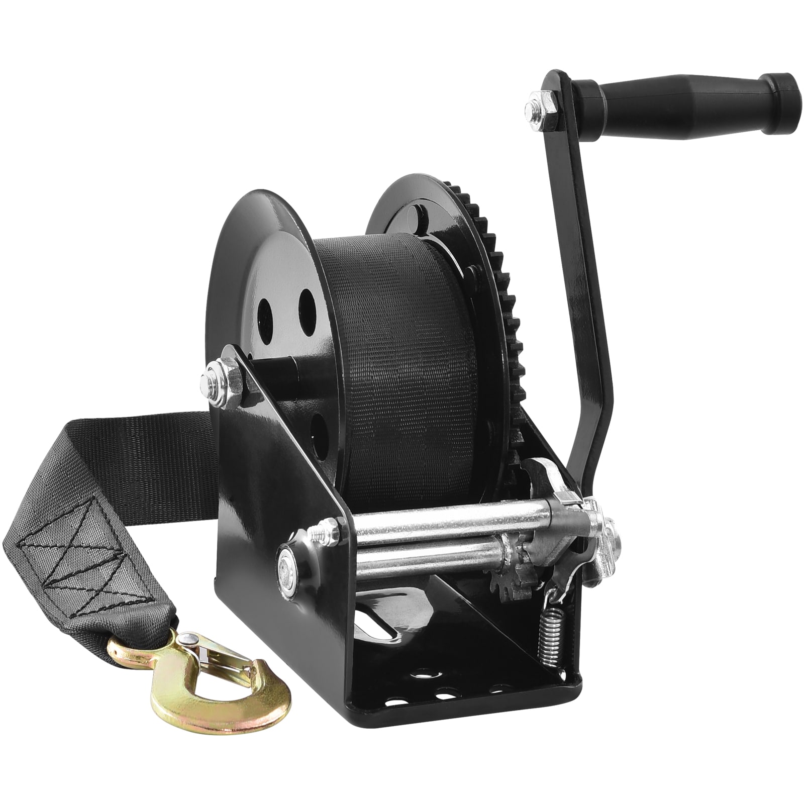 Hand Winch With Polyester Strap And Two Way Ratchet For Trailer_voghion.com